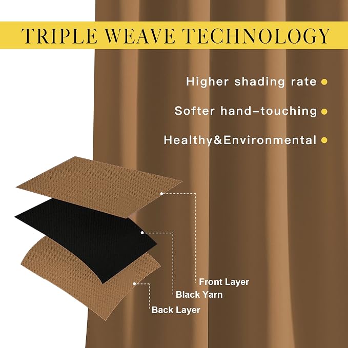 NICETOWN Gold Brown Curtains 2 Panels 84 inches Long - Image 2