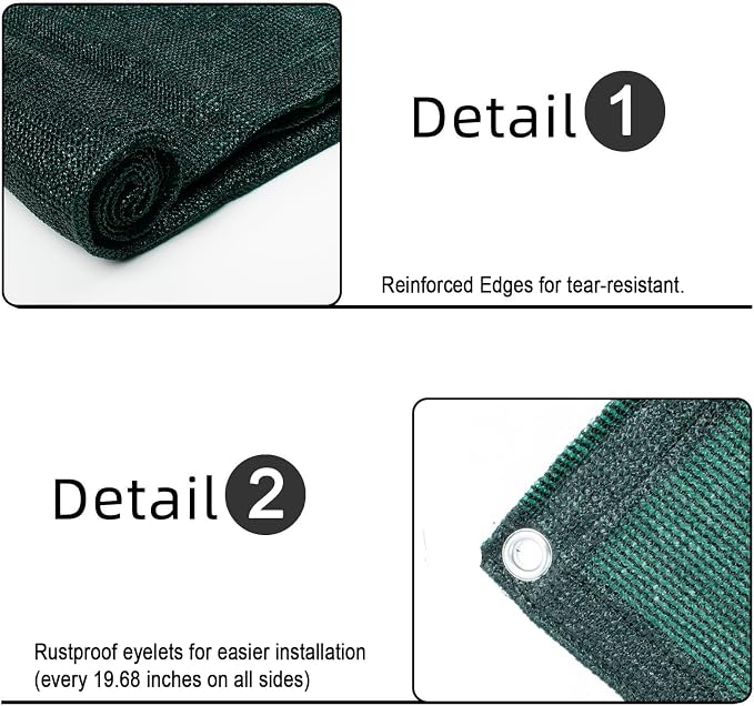 Custom Size 3'x2' Dark Green Balcony Privacy Screen 90% UV Block | Windscreen - Image 4