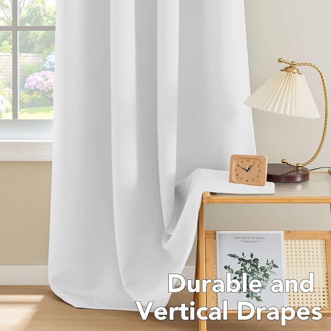 H.VERSAILTEX Pure White Curtains 63 inch Length Window Treatment Panels - Image 8