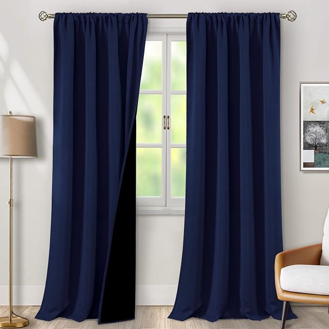 BGment Navy Blackout Curtains for Living Room 108 Inch Length 2 Panels | by BGment