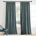 RYB HOME Dusty Blue Velvet Blackout Curtains 90 inches by RYBHOME