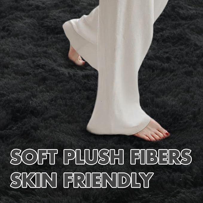 4x6 Ft Shag Black Rugs for Bedroom Living Room, Ultra Soft Fluffy Furry Area - Image 5