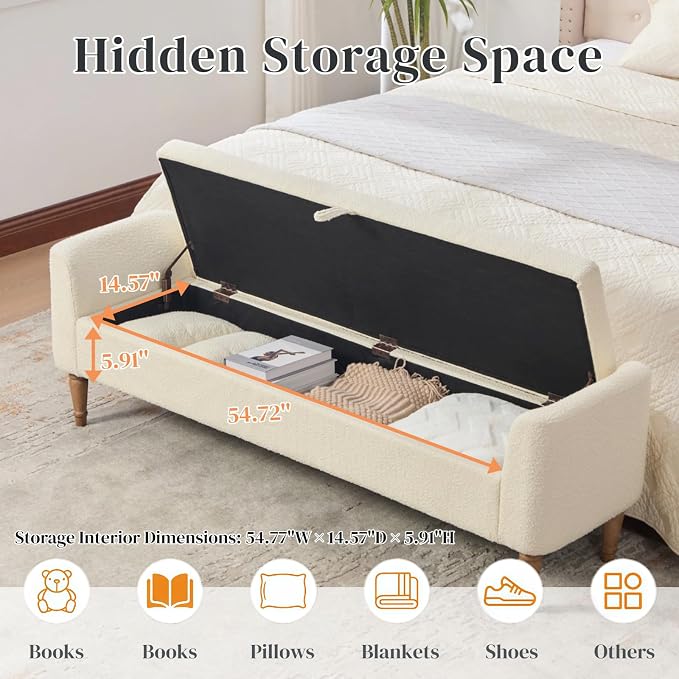 Aoiy & Wifon 65.94" W Large Storage Ottoman Bench, King Size End of Bed Storage - Image 2