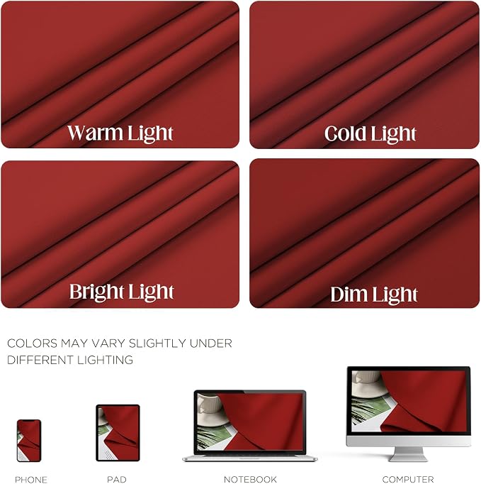 CUCRAF Red Blackout Curtains 45 inch Length 2 Panels Set, Room Darkening Drapes - Image 4