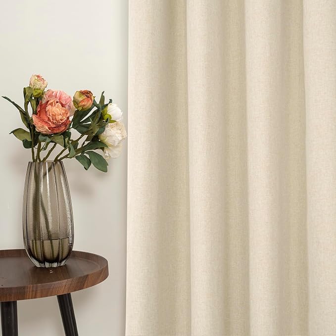 YoungsTex Natural Linen 100% Blackout Curtains 54 Inches Long, Thermal - Image 7