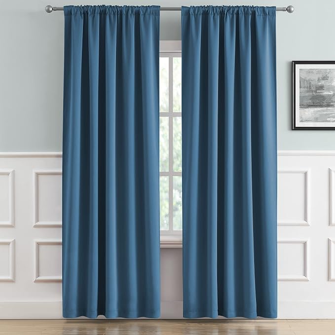 Denim Blue Blackout Curtain Panels 84 Inch Length 2 Panels Set - Image 2