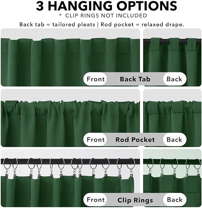 Deconovo Blackout Curtains for Bedroom 108 Inches Long | Back Tab and Rod - Image 2