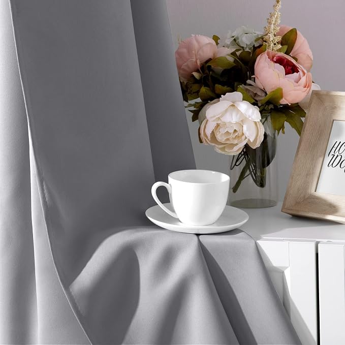 HOMEIDEAS Light Grey Blackout Curtains 42 X 84 Inch 2 Panels Room Darkening - Image 7