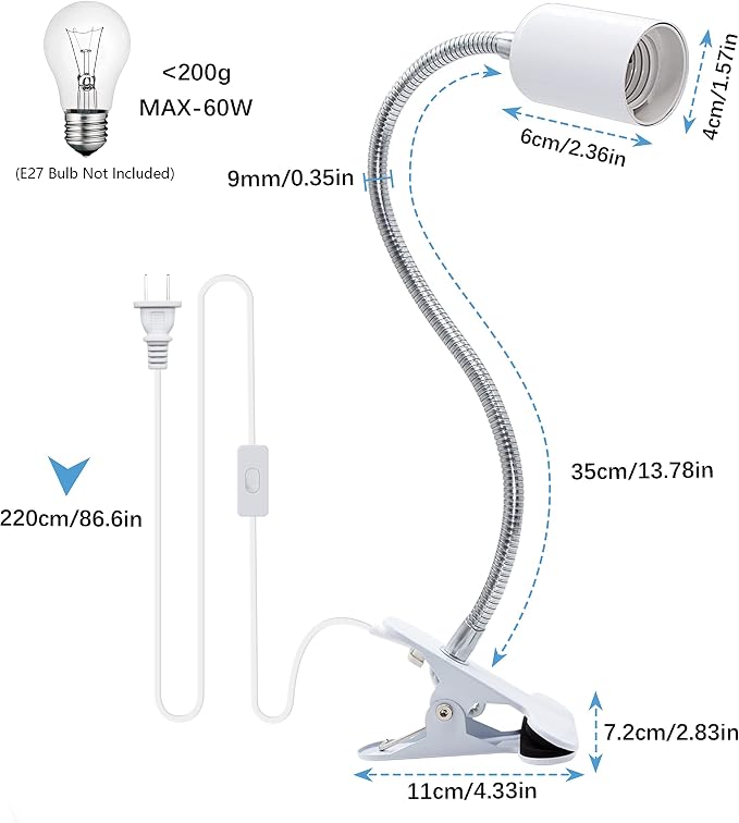 Clip Lamp Holder Adjustable Light Bulb Stand Clamp Lights Flexible Clamp Lamp - Image 2