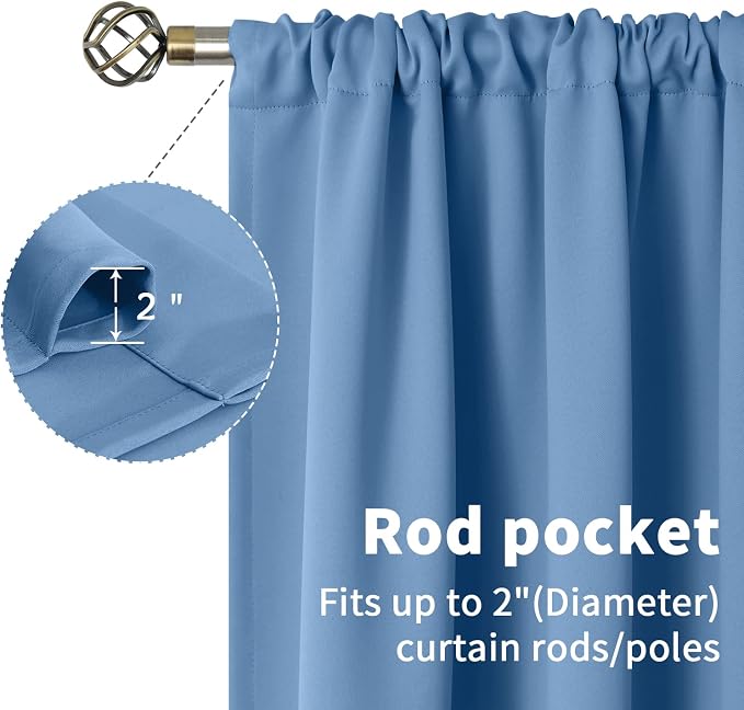 BGment Light Blue Blackout Curtains 63 Inch Length - Image 5