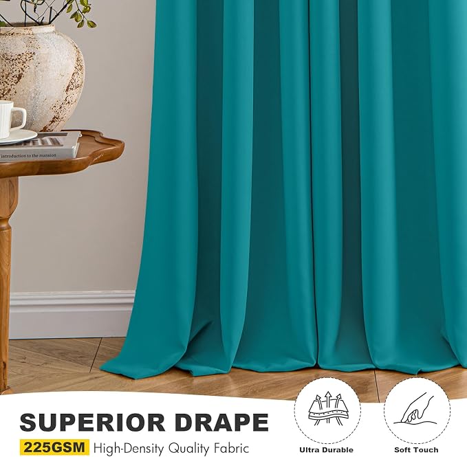 MIULEE Blackout Curtains for Bedroom 2 Panels 40 x 63 Inch Long Teal | Thermal - Image 5