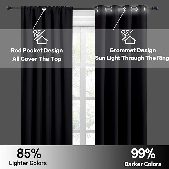 RYB HOME Blackout Curtains for Bedroom Living Dining Room 84 inches Long | - Image 6