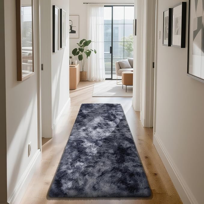 Mottled Grey 2x8 Area Rugs for Bedroom, Fluffy Rug Small Rug Bedside Carpet | by Yongyangjuxi