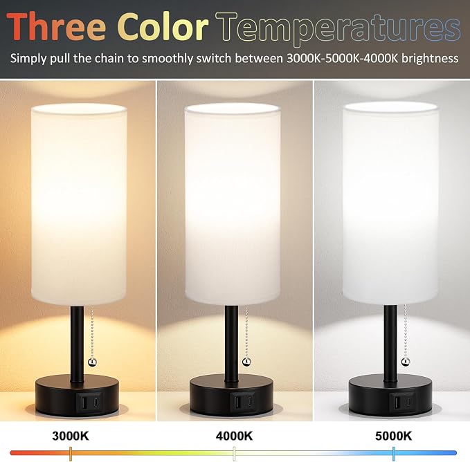 White Bedside Table Lamps Set of 2 - Image 3