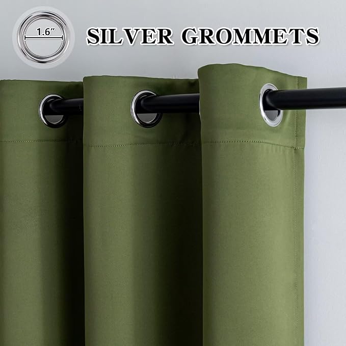 IGEMAEVE Blackout Curtains for Bedroom Grommets Olive Green 52" W x 108" L | - Image 3