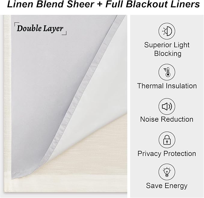 Extra Long Birch Curtains for Living Room Blackout 108 Inches Insulating Sound - Image 9