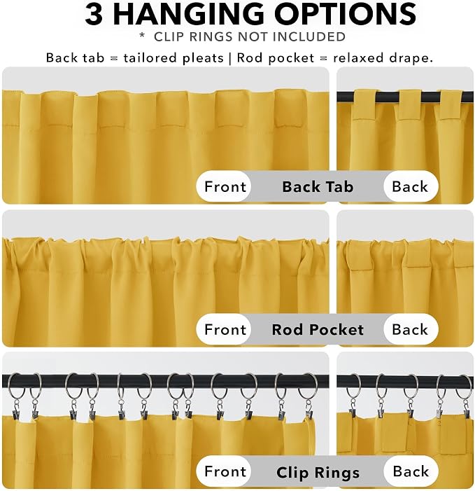 Deconovo Room Darkening Curtains Back Tab and Rod Pocket Curtains Thermal - Image 2