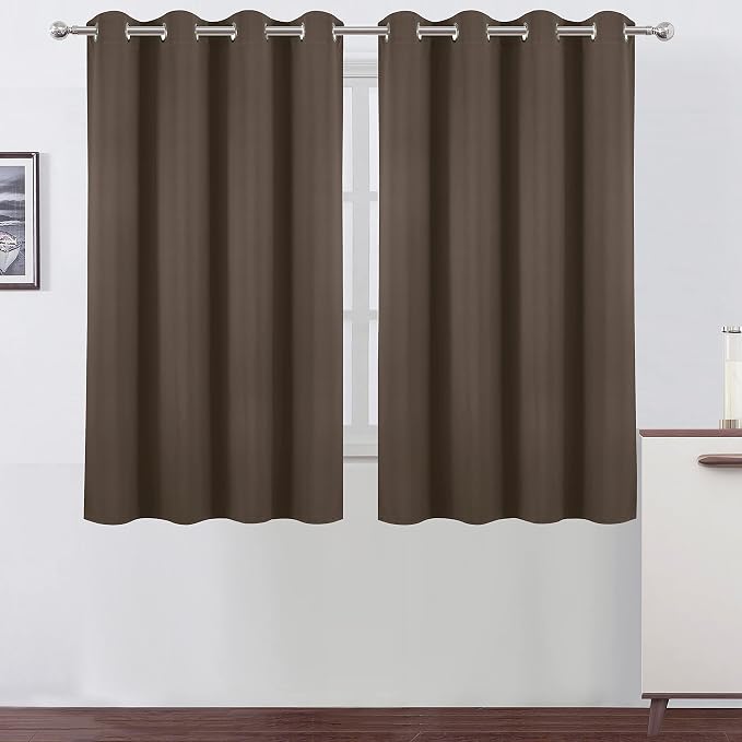 Chocolate Brown Thermal Blackout Curtains/52 x 54 Inch/Set of 2 Panels Room by Lemomo