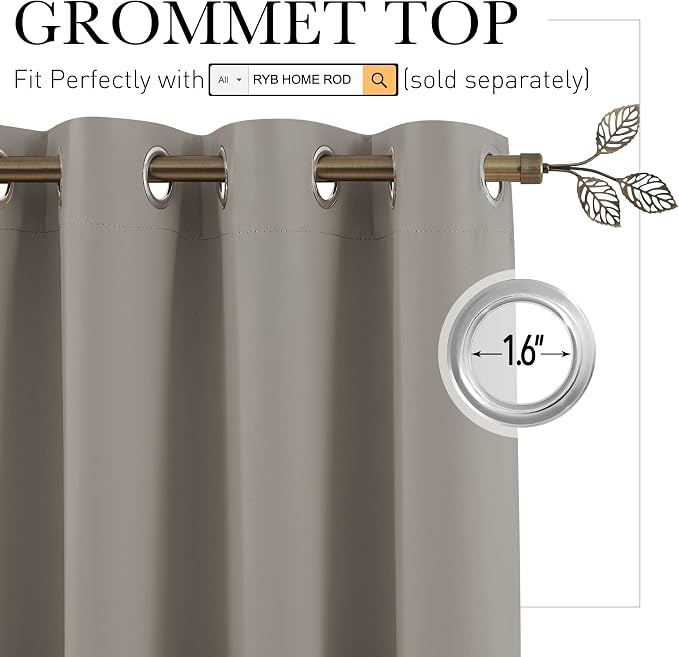 RYB HOME Extra Wide Curtains for Bedroom Closet Office Living Room Divider | - Image 2
