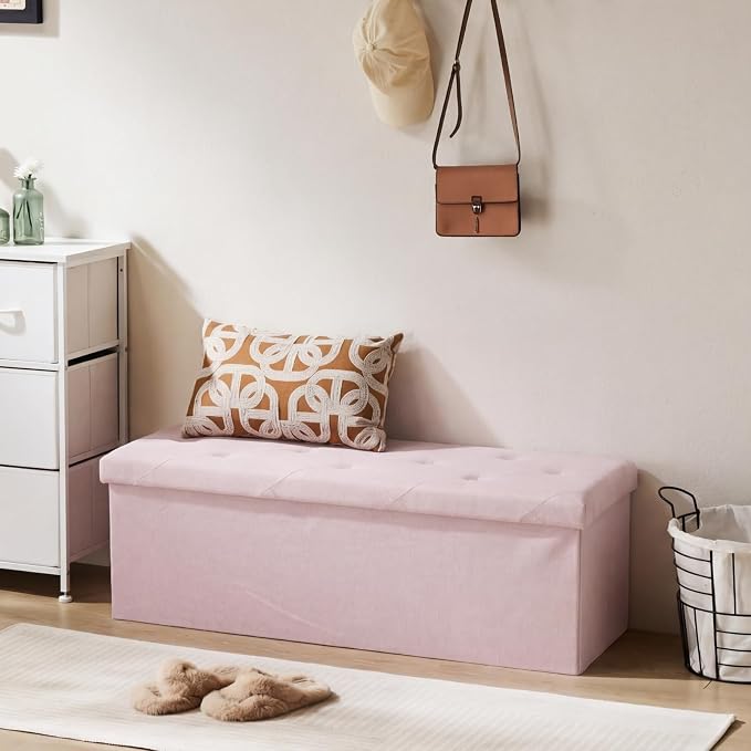 Sweetcrispy 43 Inch Folding Storage Ottoman Bench, Ottoman - Image 8