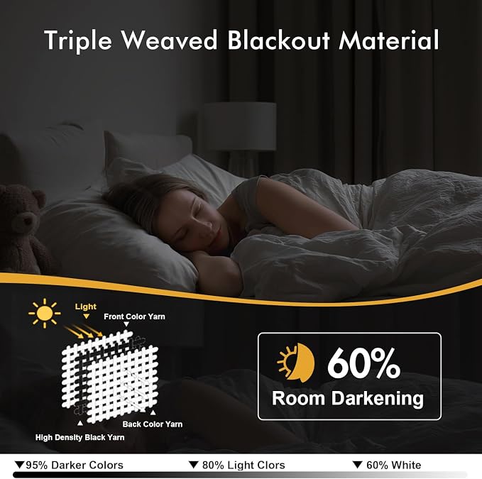 MIULEE Blackout Curtains for Bedroom 2 Panels 40 x 84 Inch Long Beige White | - Image 2