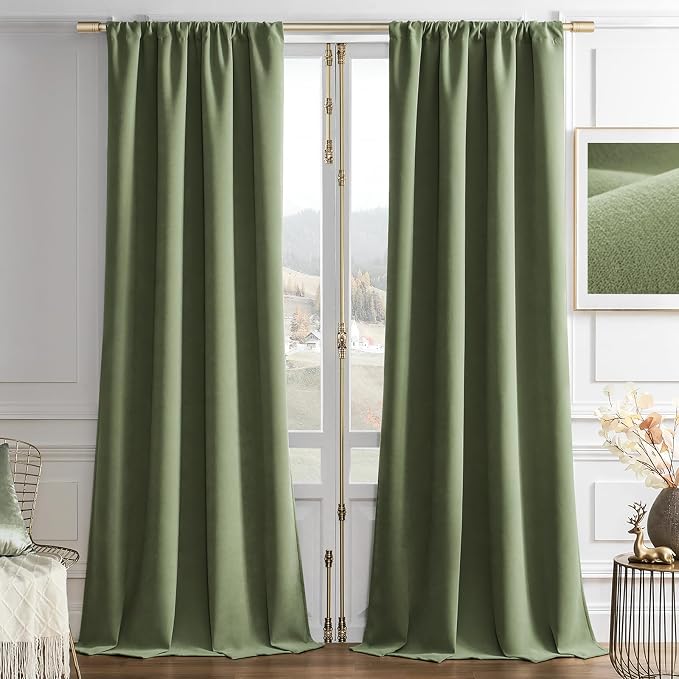 Joydeco Velvet Blackout Curtains Black Out Curtain 72 Inch Drapes | by JOYDECO
