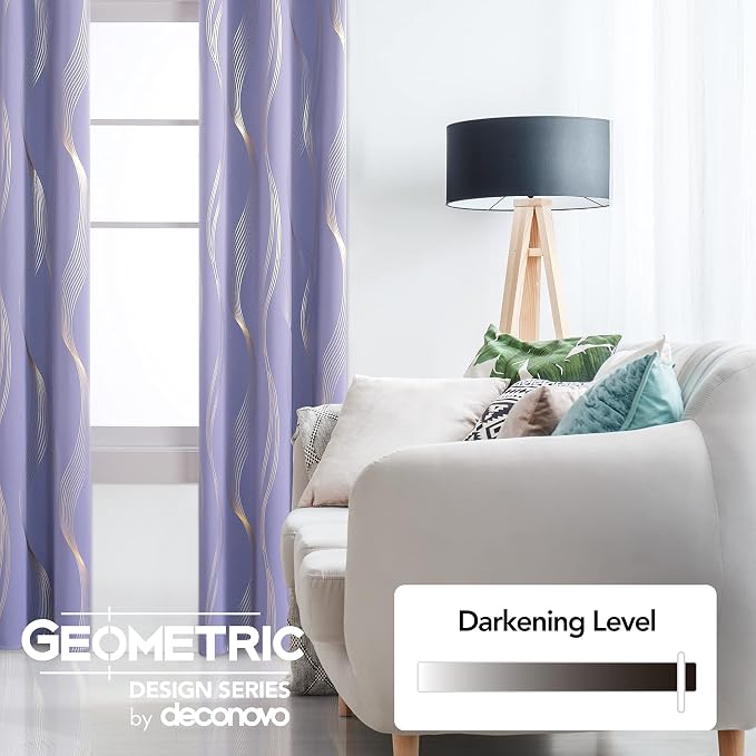 Deconovo Curtains for Living Room, Pattern Blackout Curtains 72 Inches Long | - Image 3