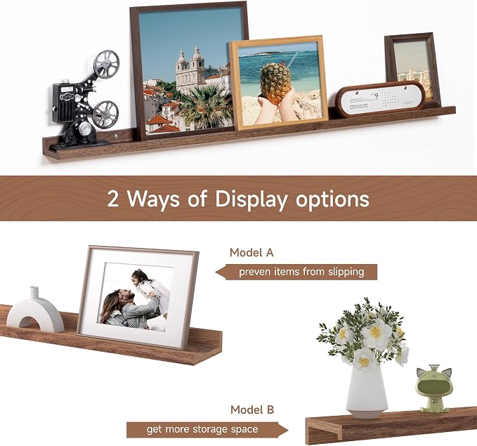 Fun Memories Picture Ledge Shelf, 40 Inch Floating Shelves Set of 2, Large - Image 6