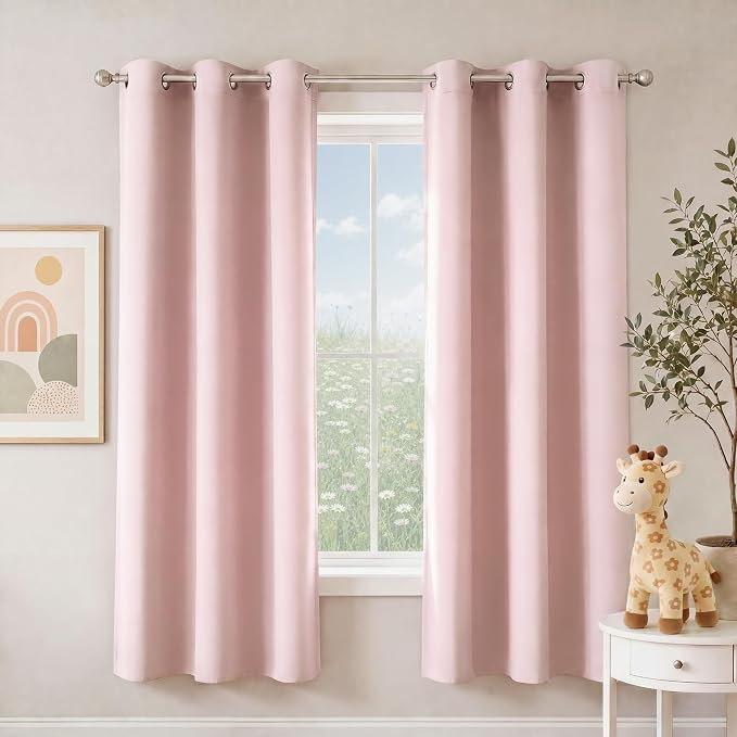 NICETOWN Blush Pink Room Darkening Curtains 78 Inches Long 2 Panels by NICETOWN
