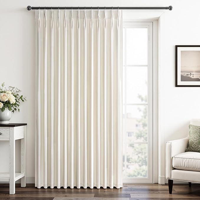 Extra Long Ivory Velvet Pinch Pleated Curtains 108 Inches by Unknown