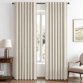MIULEE 100% Blackout Linen Curtains 42 x 84 Inch Linen Beige 2 Panels | Thermal by MIULEE