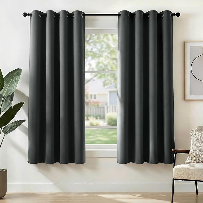 Deconovo Blackout Curtains for Bedroom and Living Room 63 Inches Long | Black by Unknown