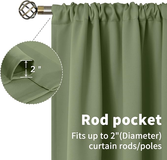 BGment Olive Green Blackout Curtains 72 Inches Length - Image 5