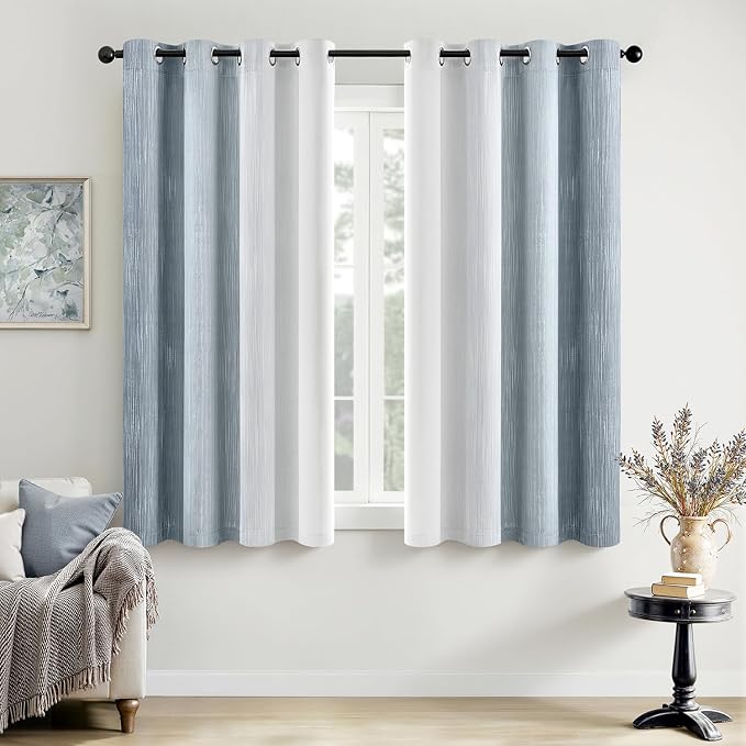 MIULEE Chambray Blue and Greyish White Ombre Blackout Curtains 52Wx54L | Full by MIULEE