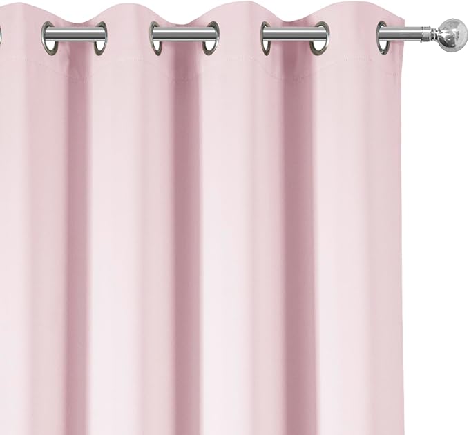 100% Blackout Curtains 52 x 84 Inches Long Thermal Insulated Baby Pink Curtains - Image 9