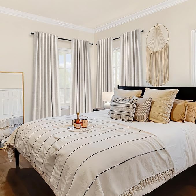 MIULEE 100% Blackout Curtains Linen Curtains & Drapes W52xL90 Inch, Cream | 2 - Image 4