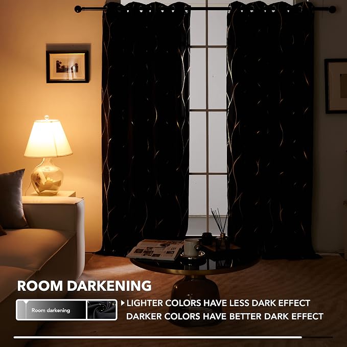 Deconovo Curtains for Living Room, Pattern Blackout Curtains 72 Inches Long | - Image 6
