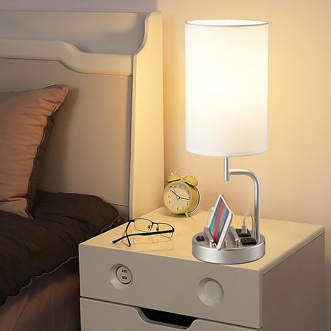 Dreamholder Table Lamp with 3 USB Charging Ports, Modern Desk Lamp with AC - Image 3