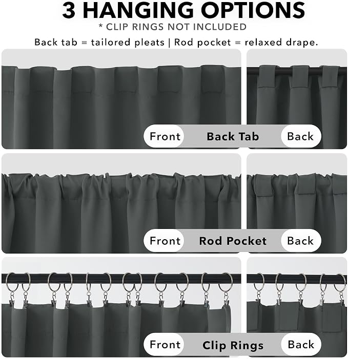 Deconovo Blackout Curtains for Bedroom, Living Room Curtains 54 Inches Long | - Image 2