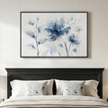 Framed Blue Floral Wall Art for Bedroom, Modern Botanical Canvas Painting Prints by Cuspin