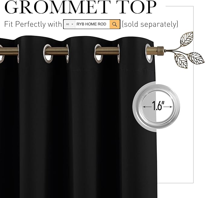 RYB HOME Room Divider Blackout Curtains, Portable Wind Proof Noise Reducing - Image 2