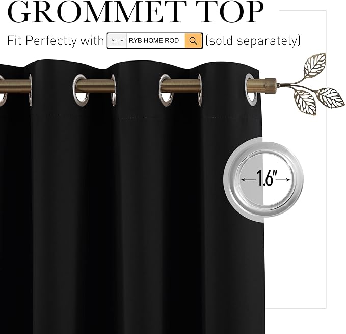 RYB HOME Blackout Room Divider Curtains - Image 2