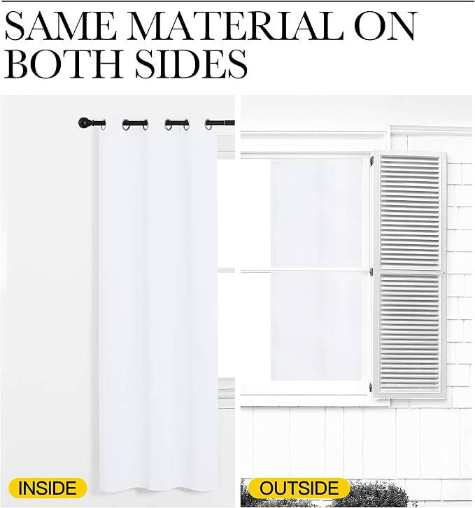 NICETOWN White Samll Window Blackout Curtain Panels, 50% Light Blocking Curtains - Image 6