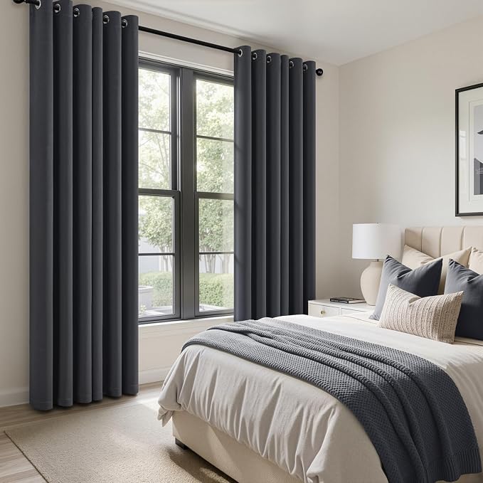 Dark Grey Blackout Curtains for Bedroom Living Room W40 x L84 Inch | 84 Inch - Image 6