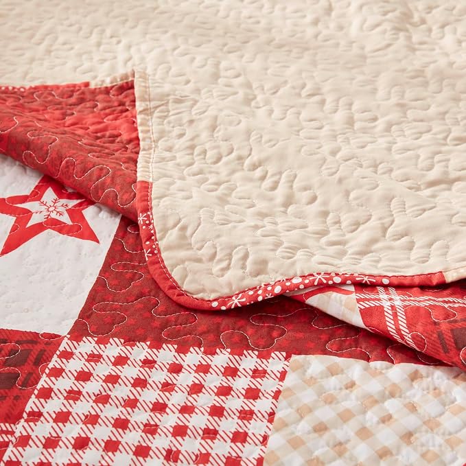 Christmas Quilt Set 3-Piece Full Queen Size Bedspread Coverlet 90''x98'' - Image 8