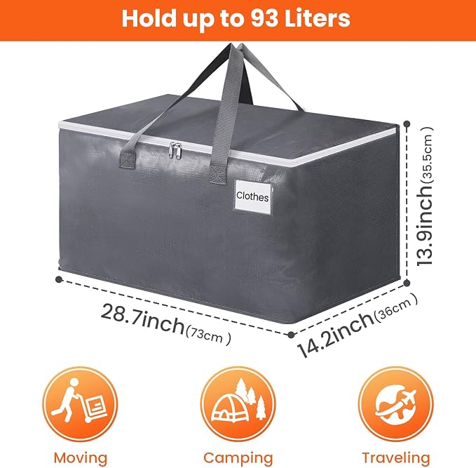BlissTotes Large Moving Bags, Storage Bags, 93L-8 Pack | Moving Bags - Image 2