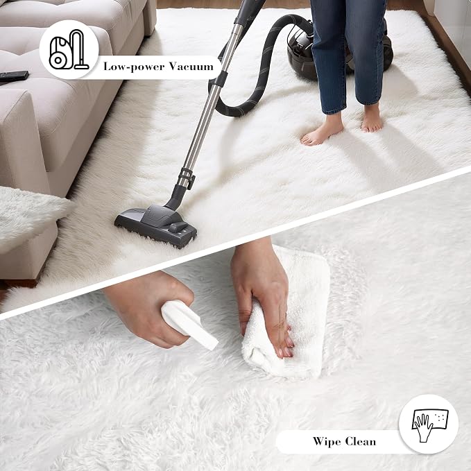 White 2x4 Area Rugs for Bedroom, Fluffy Shag Rug Small Rug Bedroom Carpet | - Image 7