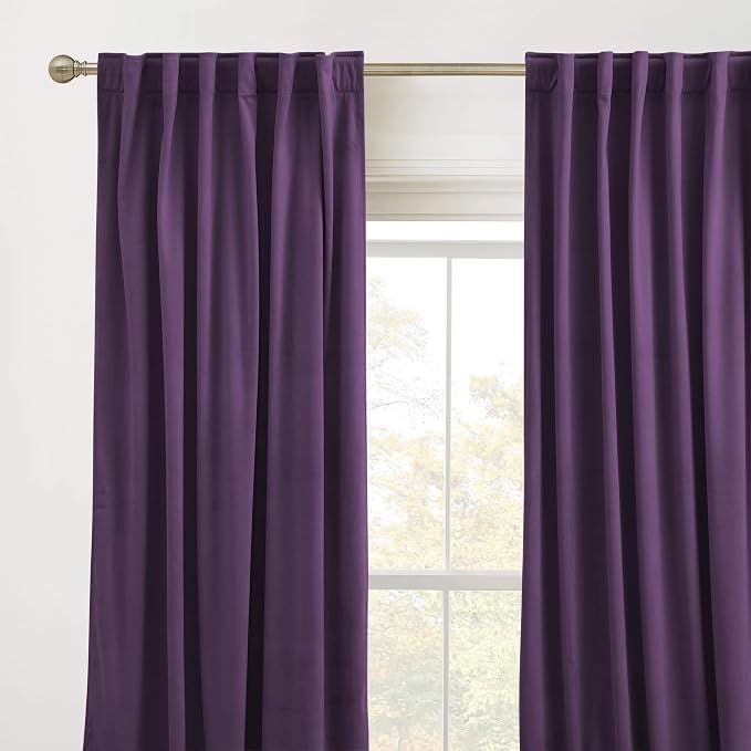 RYB HOME Velvet Curtains 102 inches Long, Extra Long High Ceiling Curtains | - Image 2