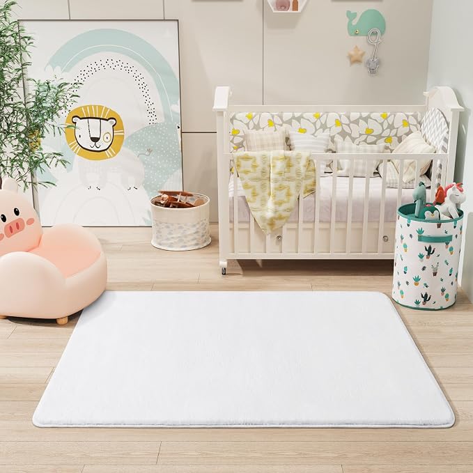 Modern Washable Runner Rugs, 2x4 Feet White Bedroom Runner Rug | Small Area Rugs - Image 6