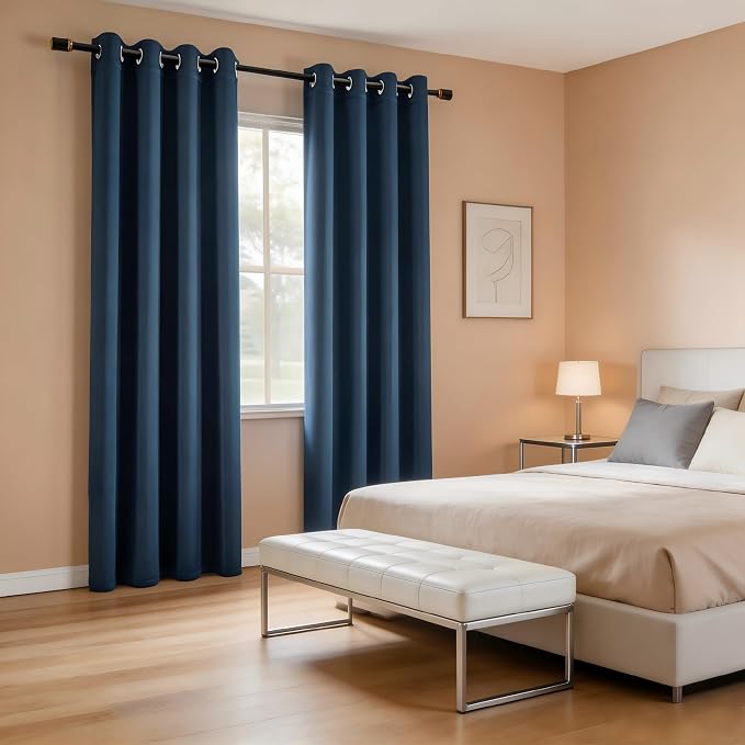 IGEMAEVE Blackout Curtains & Drapes Blue 52" W x 72" L Grommets | Bedroom | by IGEMAEVE